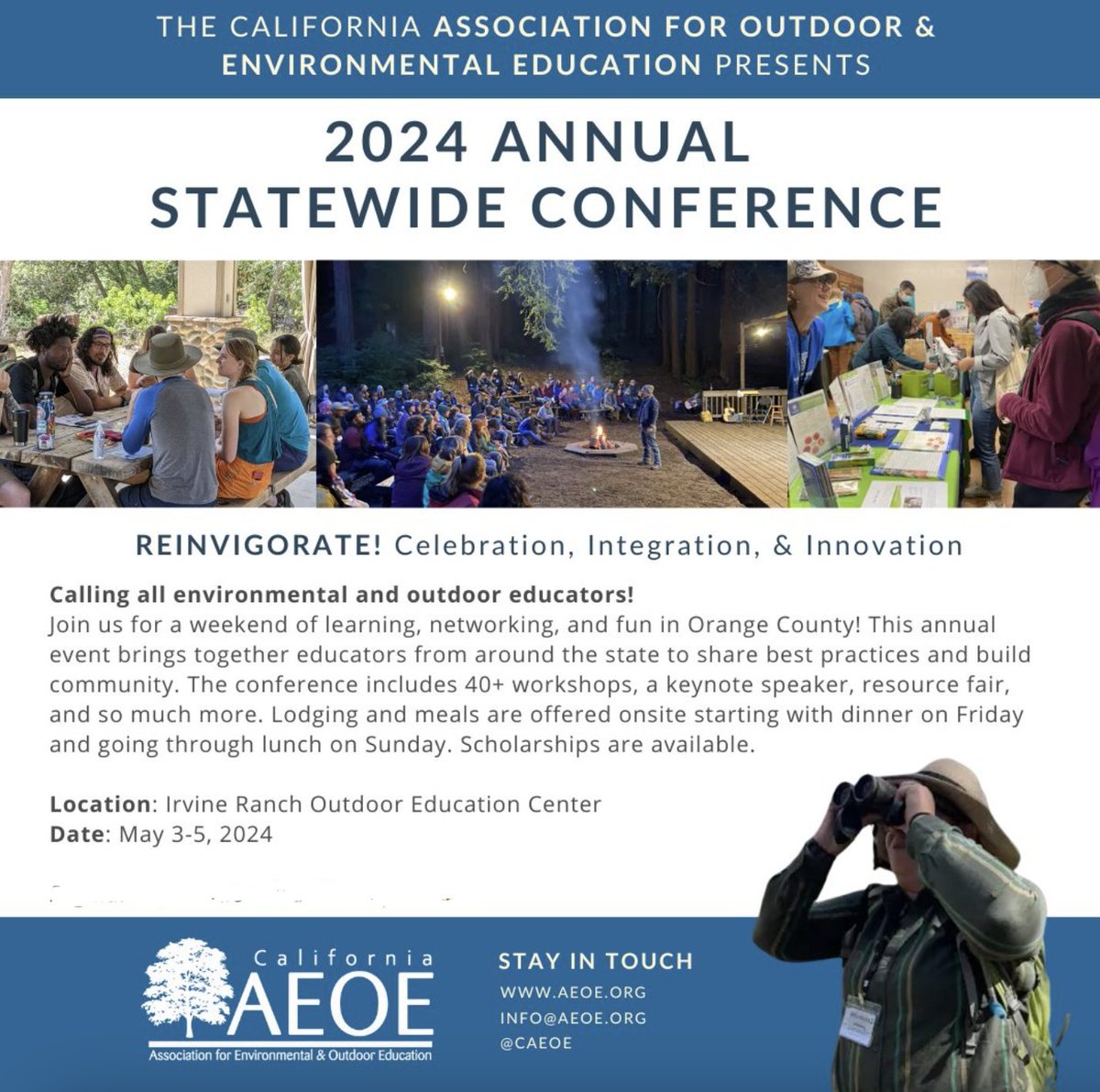 Dive into the world of environmental education with us at the 2024 Statewide @CAEOE Conference! Explore innovative ideas, network with like-minded professionals, and join us in shaping the future of EE. We hope to see you there! To register, visit aeoe.org/Conference-2024.