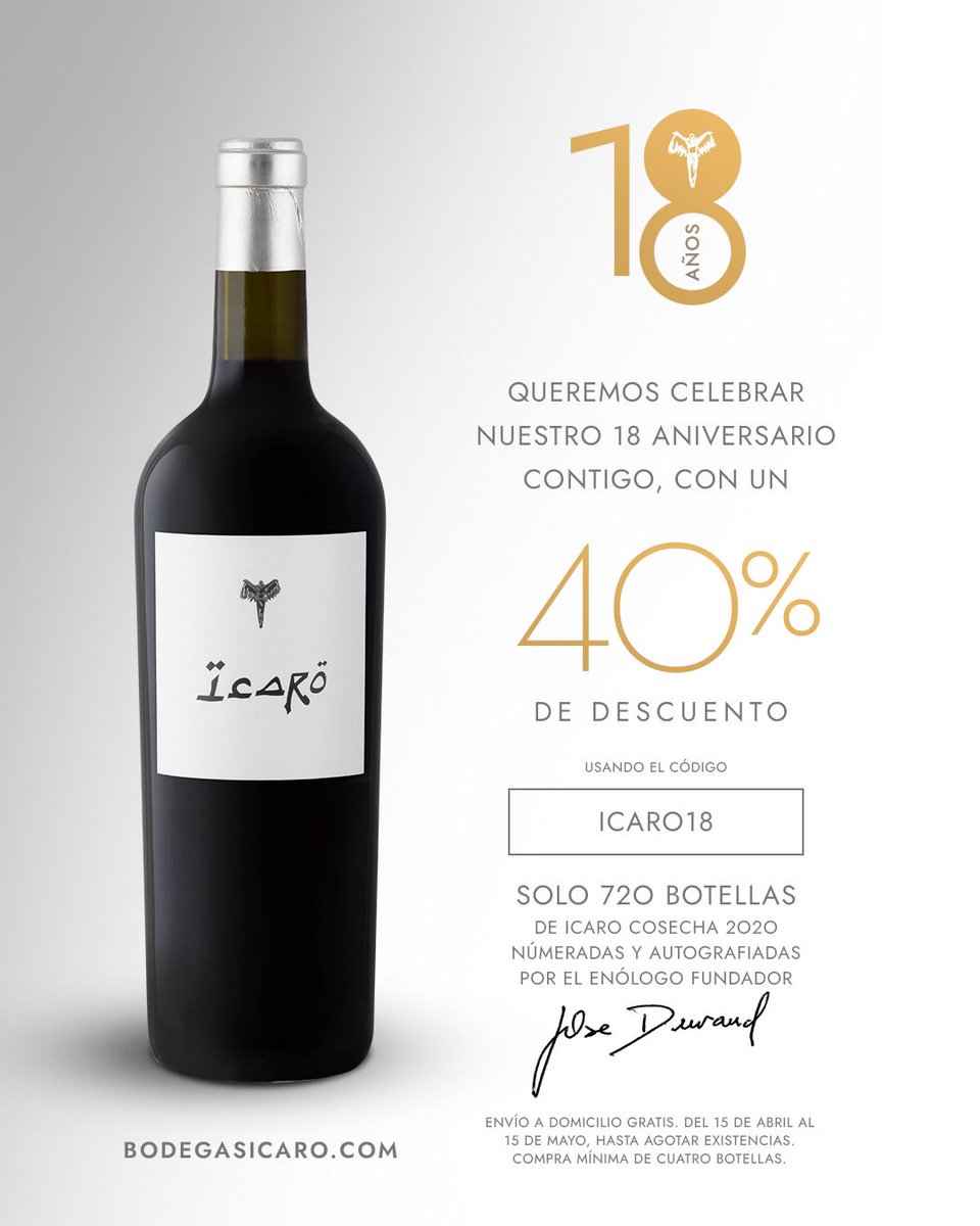 Estamos muy contentos de celebrar con Uds. estos 18 años de camino en el Vino Mexicano. Visítennos en nuestra pagina web y pueden usar el cupón al hacer checkout, con este increíble descuento. Un abrazo para Uds.