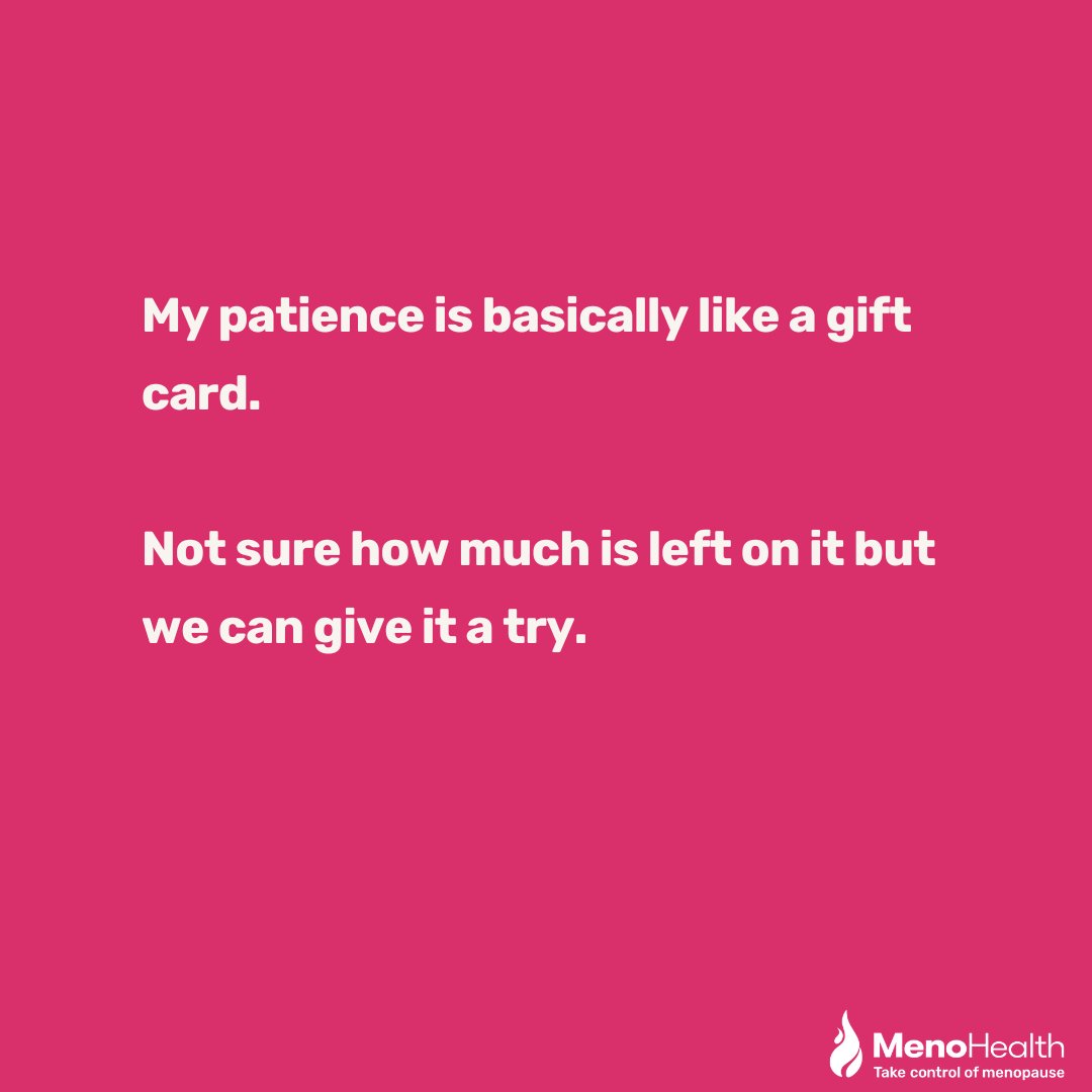 MenoHealthUK's tweet photo. Has your patience disappeared since menopause? 😠
#MenoHealth #Menopause #menopausesupport #menopauseadvice #menopauserelief #menopausememe #menopausehumour #Menopausesucks https://t.co/ea7l3KFoYQ
