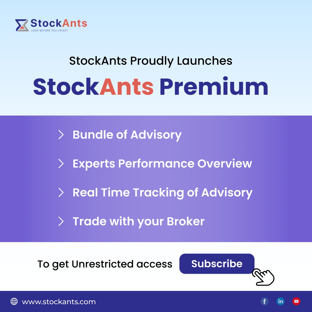 StockAnts's tweet photo. •Single subscription for daily 15+ SEBI Experts advice
•Real time tracking of price estimates.
•Ready to use data for beginners.
•Discover New Investment Ideas.

Checkout https://t.co/NaH3SlKXd4 for multiple SEBI Experts' recommendations. https://t.co/nGPsfQmlLR