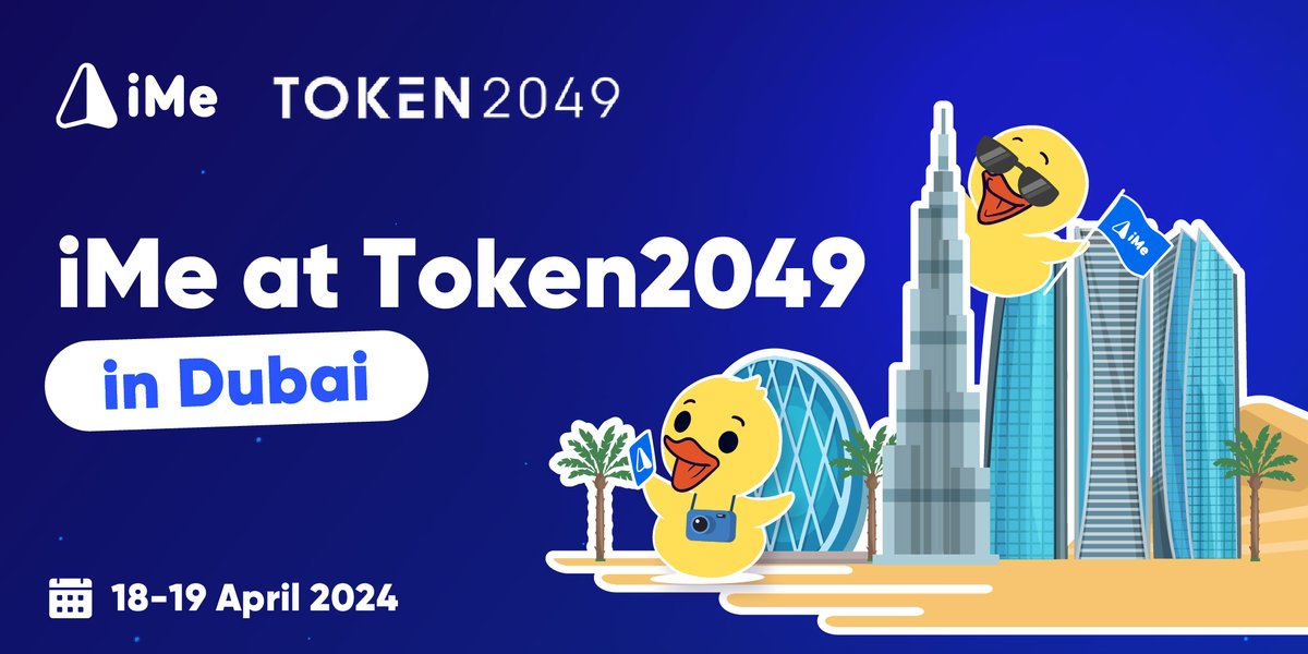 🚀 Exciting Announcement! 🚀 🌟 Thrilled to share that the iMe team will be at @token2049 2024 in #Dubai on April 18-19, 2024! 🌐 Join us for an unforgettable experience diving into the latest breakthroughs in blockchain and crypto industries. Don't miss out! See you there! 🌟…