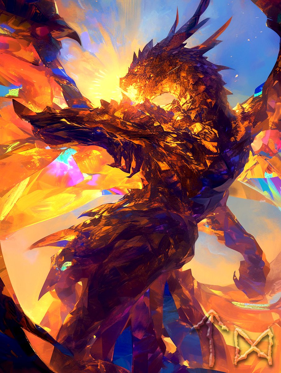 TaleOfCards's tweet image. 【ルーンから生まれるカード】
4/17のカードはティールᛏ/ダエグᛞ

竜人族：「アイガーナクス」
　金色の鱗を持つ竜人族の戦士。
　空と大地の境界を守る使命を背負う。
 #AIart