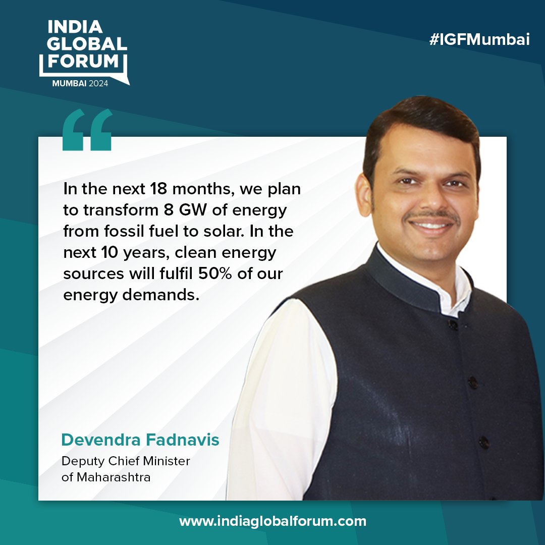 🇮🇳 aims to achieve net zero emissions by 2070. Maharashtra being a highly industrial state is a crucial stakeholder in achieving this milestone. @Dev_Fadnavis shared his insights about clean energy & future energy demand trends. Join the Conversation: indiaglobalforum.com/index.html