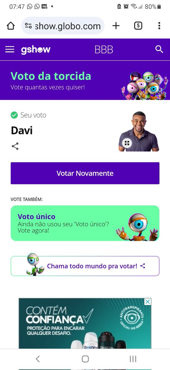 renatha_lopes's tweet photo. @davibritof A cada 100 votos um print 
#DaviCampeao  🏆 https://t.co/rB2rJpOVLa