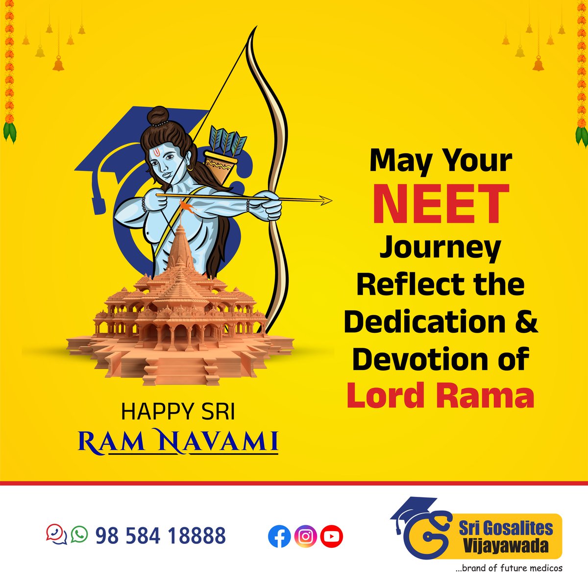 Happy Sri Rama Navami !!
May Your NEET Journey Reflect on the Dedication and Devotion of Lord Rama
 
May your journey to NEET success mirror the determination and commitment of Lord #Rama.
#Gosalites #sriramnavami #Happysriramnavami #RamNavami2024 #RamaNavami #shreeram #sitaram