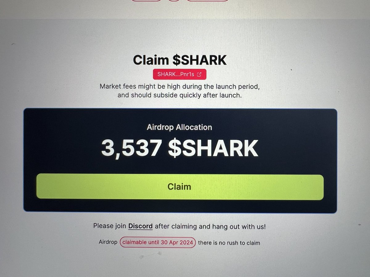 Thank you for the airdrop @SharkyFi. Looking forward to staking platform 🫡👍