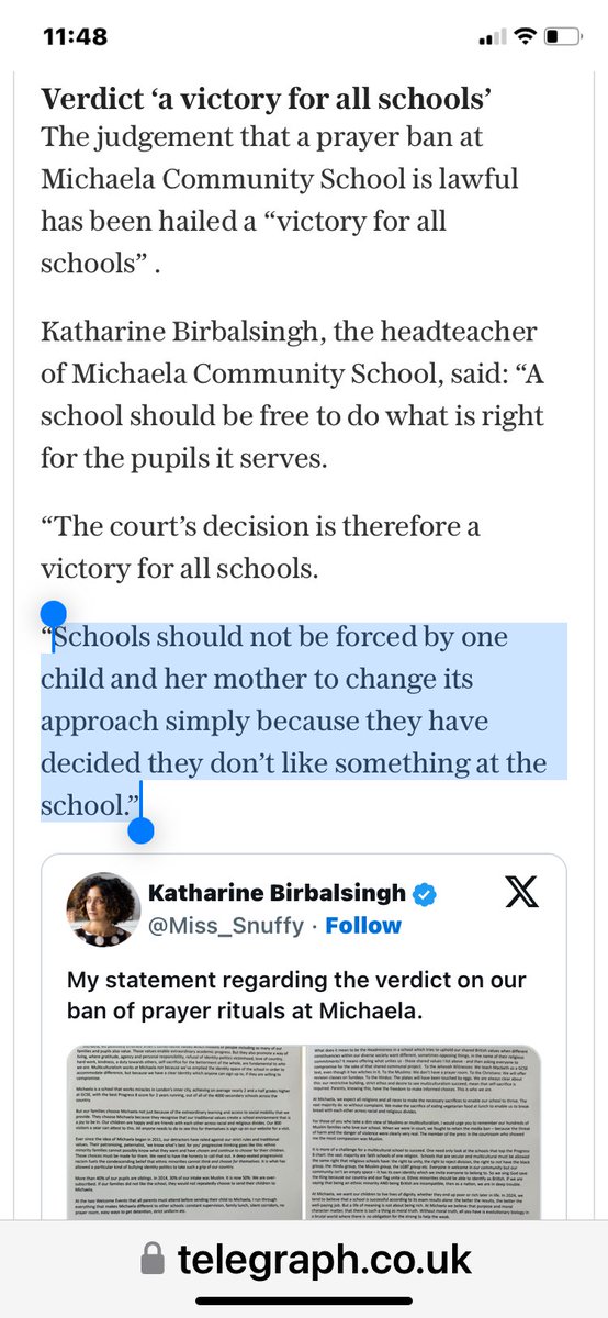 This is a good win. Head teachers should run the schools in the UK. They must not bow down to the Muslim faith. “Katharine Birbalsingh's school claims VICTORY after being taken to court by Muslim pupil over ban on prayer”
