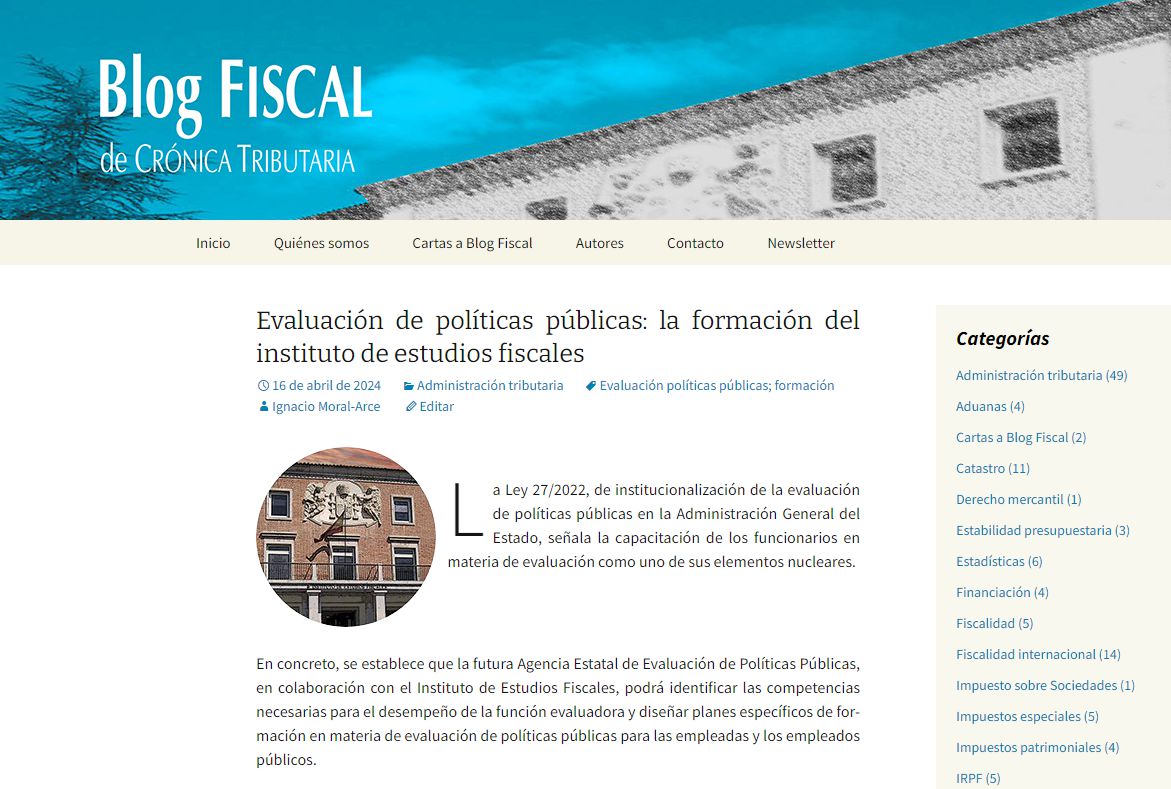 Nueva entrada 'Evaluación de políticas públicas: la formación del instituto de estudios fiscales' de Ignacio Moral-Arce bit.ly/42XA9fT