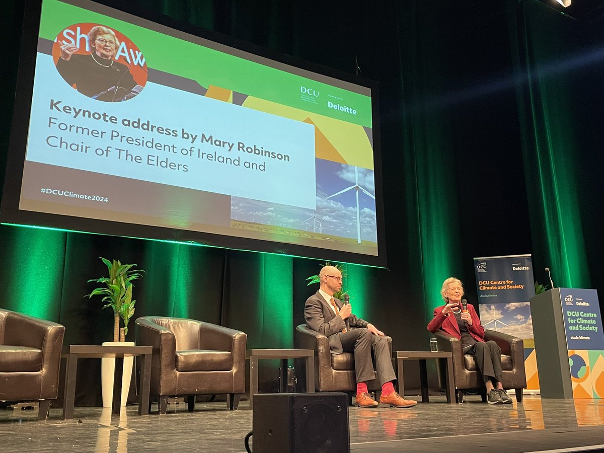 We’re here today at #DCUClimate2024. An inspiring start from Former President of Ireland and Chair of @TheElders Mary Robinson who spoke about the importance of a long-term perspective and a need to move away from populist solutions and to listen more to 'science and reason'.