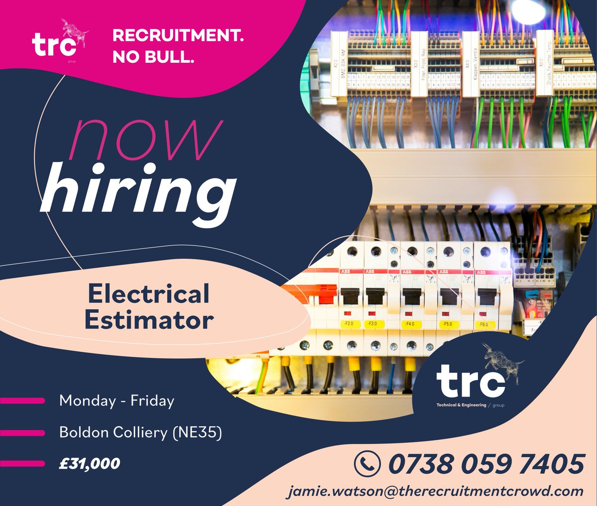 Our client is looking to recruit an Electrical Estimator based in Boldon Colliery. Interested? Get in touch with Jamie Watson or look at our other vacancies on our website 👉 therecruitmentcrowd.com/job-search/ #electricaljobs #therecruitmentcrowd #nobull