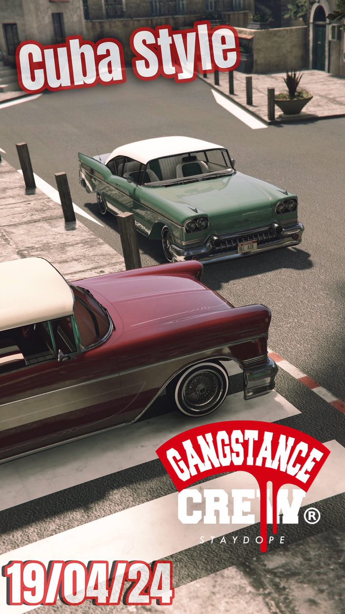 Cuba Style Meet by #GANGSTANCE • Crew Session on #PS5 • Friday, 19.04.2024 / 9PM UK • Host: @Gstanceworks • Car List in Comments #StayDope #GTAOnline