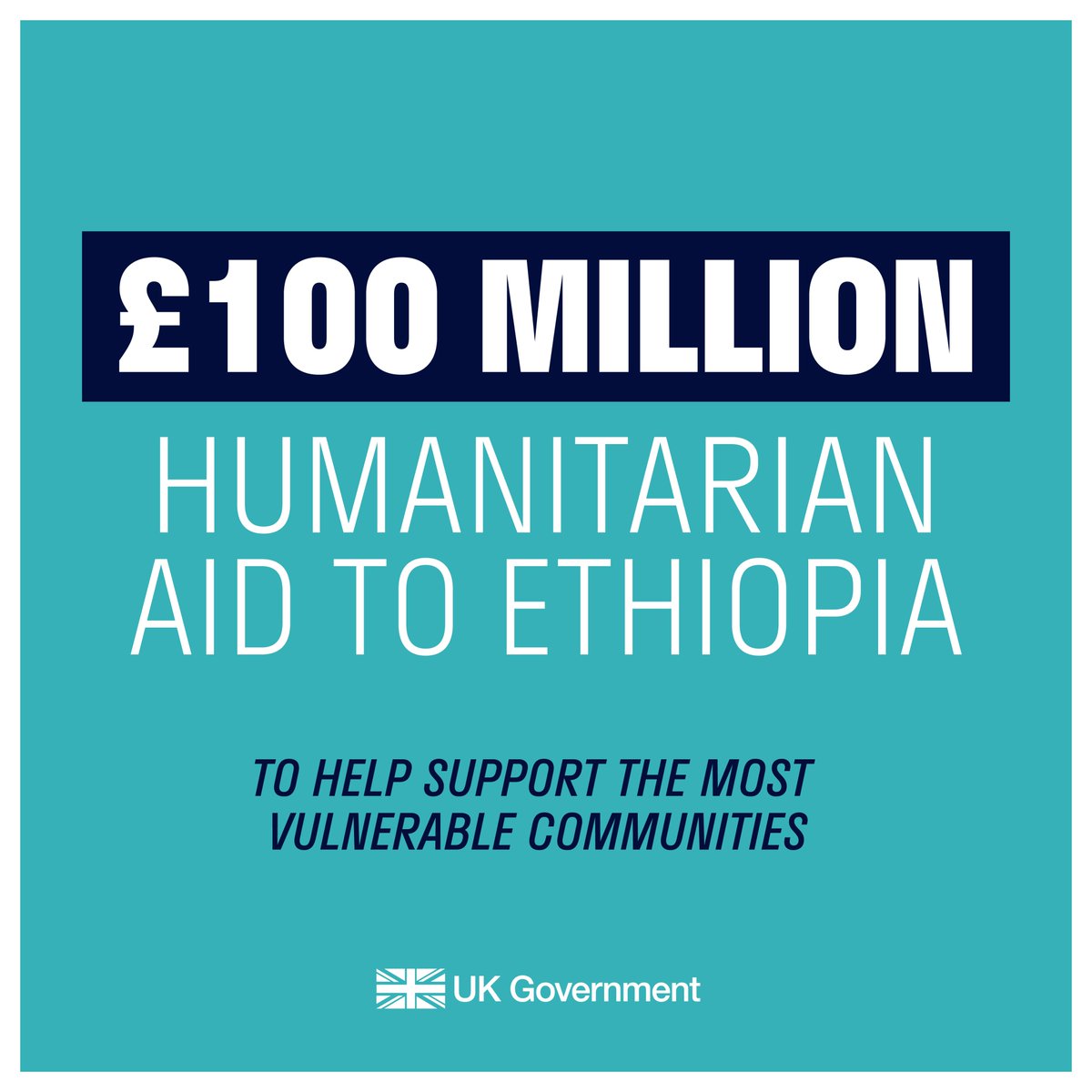 Today the UK has pledged £100 million to help hundreds of thousands of Ethiopians as the humanitarian crisis in the country worsens. This vital assistance will support people facing the devastating impacts of climate change, conflict and disease outbreaks.