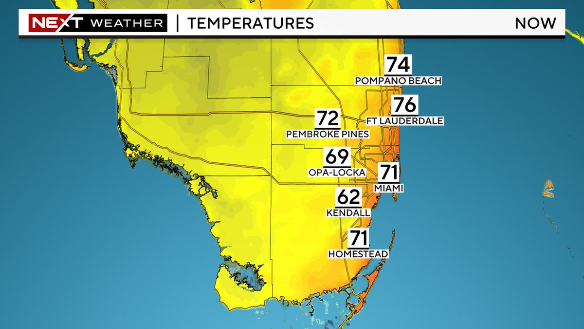 A mixed bag of temperatures this TUESDAY. Milder along the coast with the 70s. A little cooler inland with some areas waking up with the 60s. Nice afternoon ahead with highs in the low 80s. @CBSMiami