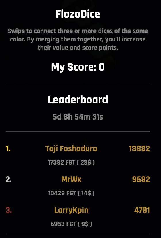 FlozoGames's tweet photo. The leaderboard is on fire with fierce competition! 
You still have time to jump in and claim your spot before the ultimate showdown ends on Sunday 🏆 
Don't miss out on the thrill, join the action now! 
#BNB #bsc #gaming #games #GameFi #crypto https://t.co/68n4ZHPZKX