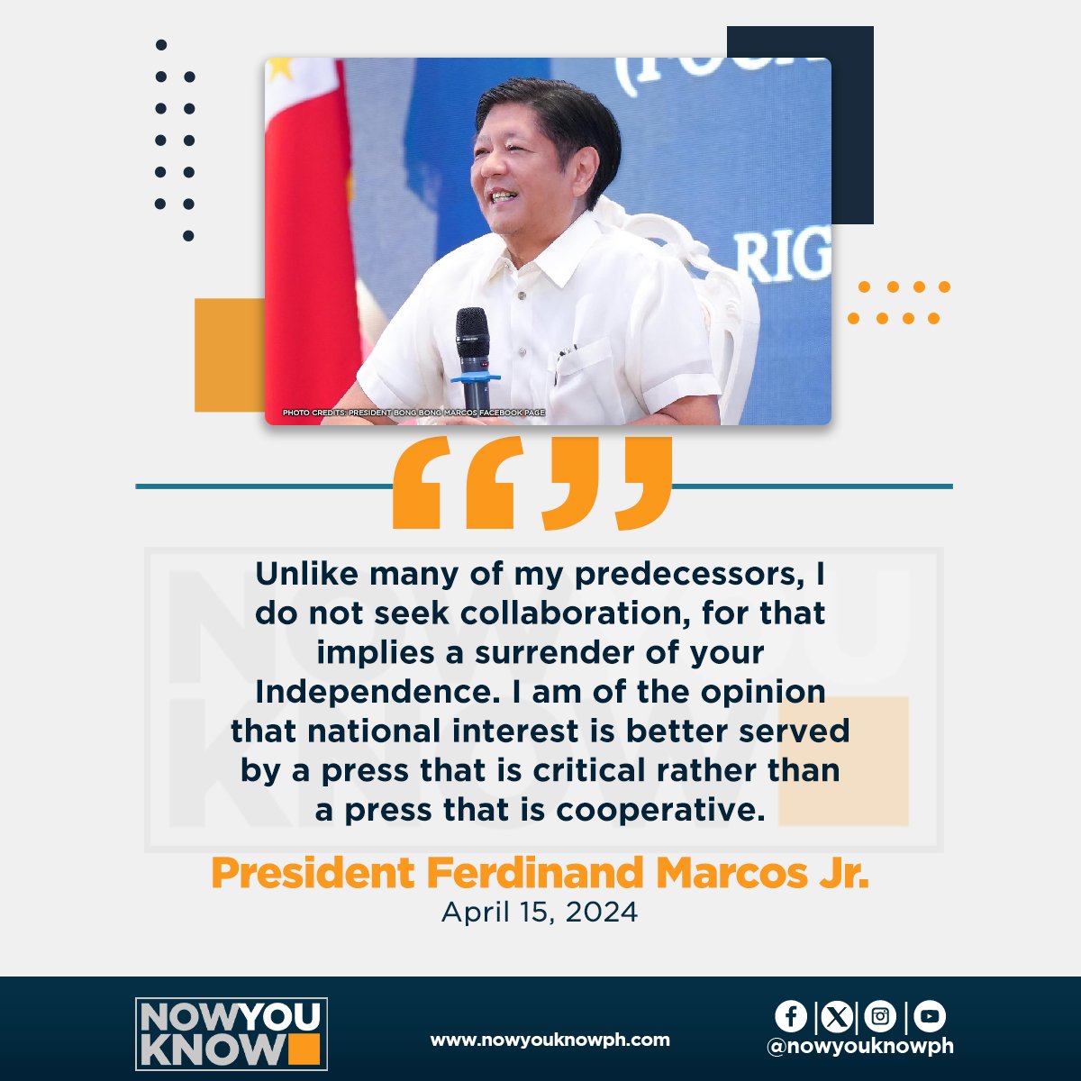 President Ferdinand “Bongbong” Marcos Jr. on Monday said the country needs a “critical” press, in contrast to his father’s rule when media crackdown was enforced. READ: bitly.ws/3i5sU 📰Inquirer.net