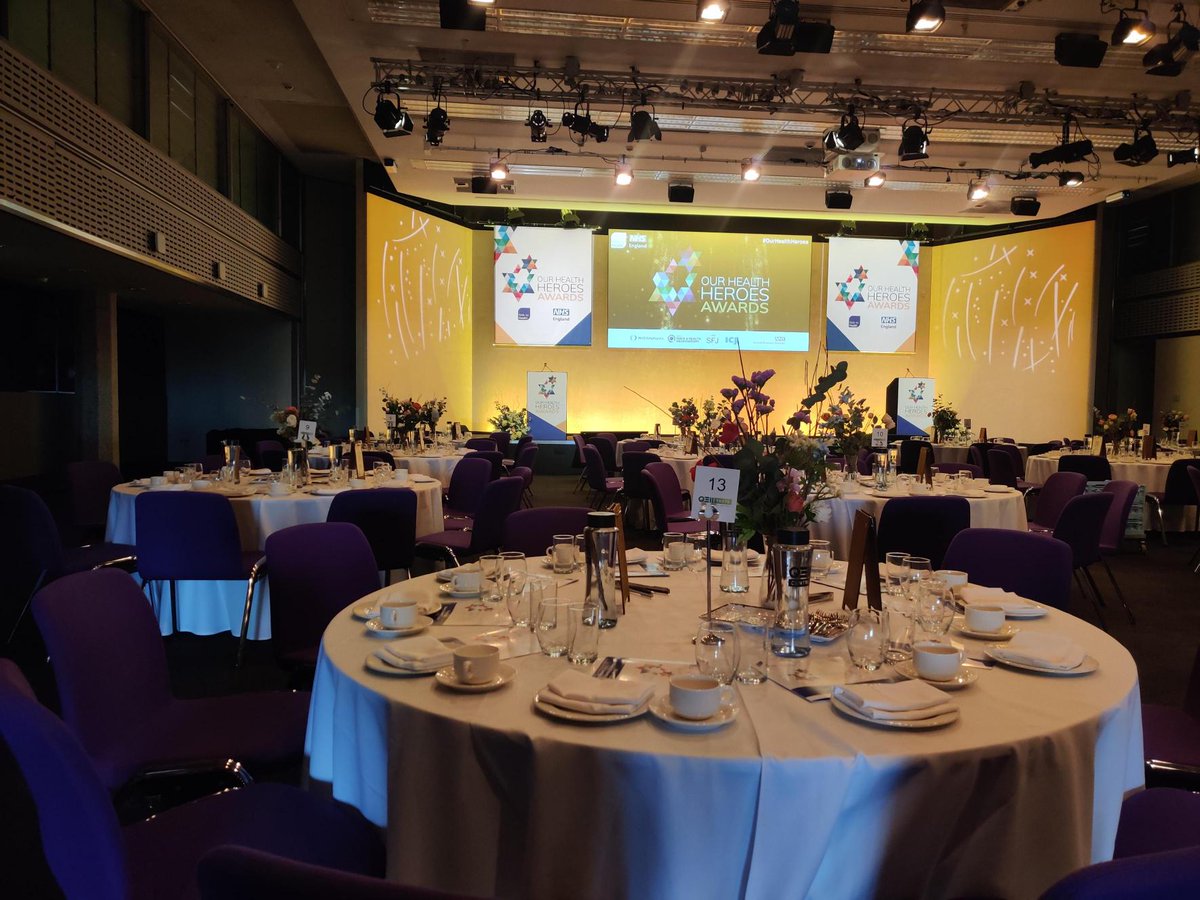 We’re eagerly waiting at the @QEIICentre for all our guests to arrive at this year’s #OurHealthHeroes Awards! Thank you to everyone who’s supported us this year 👏🏽