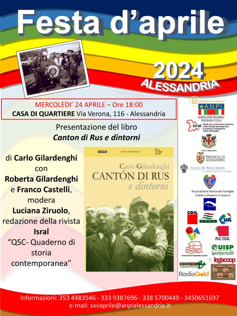 Isral1976's tweet photo. Nell’ambito di Festa d’aprile, il 24 aprile 2024, l’evento organizzato dall’Isral è la presentazione del volume di Carlo Gilardenghi, Cantón di rus e dintorni (Falsopiano 2023); con i curatori Castelli e Gilardenghi dialogherà Luciana Ziruolo, del comitato scientifico Isral. https://t.co/XjmQ4fdtoH