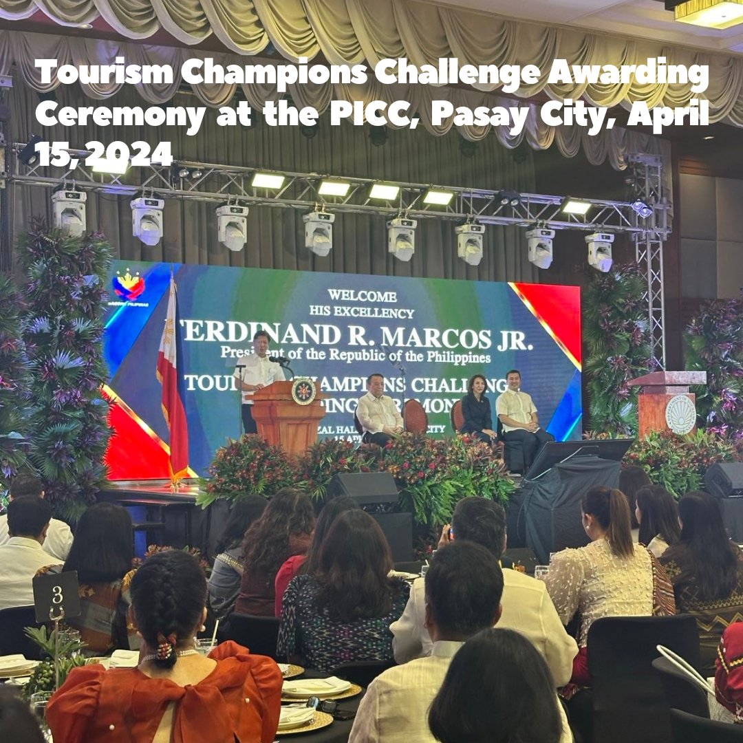 On April 15, 2024 at the PICC, Pasay City. Our President attending Tourism Champions Challenge Award Ceremony! Thanks for your support President! 🫶🇵🇭

Watch more: facebook.com/pcogovph/video

#PBBMGoodNews #UnitedLoyalist