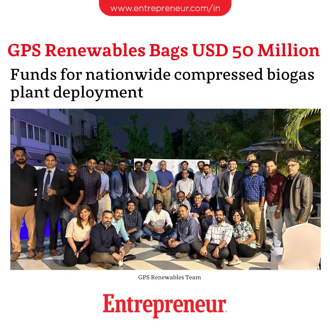 #Update
Biofuels startup GPS Renewables, headquartered in Bengaluru, has secured USD 50 million (INR 411.50 crore) in debt financing.

Read: ow.ly/kLtB50RgVsW 

#BiofuelsStartup #RenewableEnergy #CleanTech  #SustainableFinance #CleanEnergy #SustainableInvestment