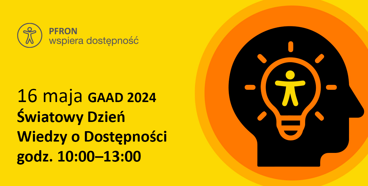 16 maja przypada Światowy Dzień Wiedzy o Dostępności z tej okazji zapraszamy na konferencję 16 maja od godziny 10.00-13.00. Aby wziąć udział zarejestruj się: pfron.zoom.us/webinar/regist… Więcej informacji znajdziesz na naszej stronie poświęconej konferencji: dostepnosc.pfron.org.pl/konferencja-ga…