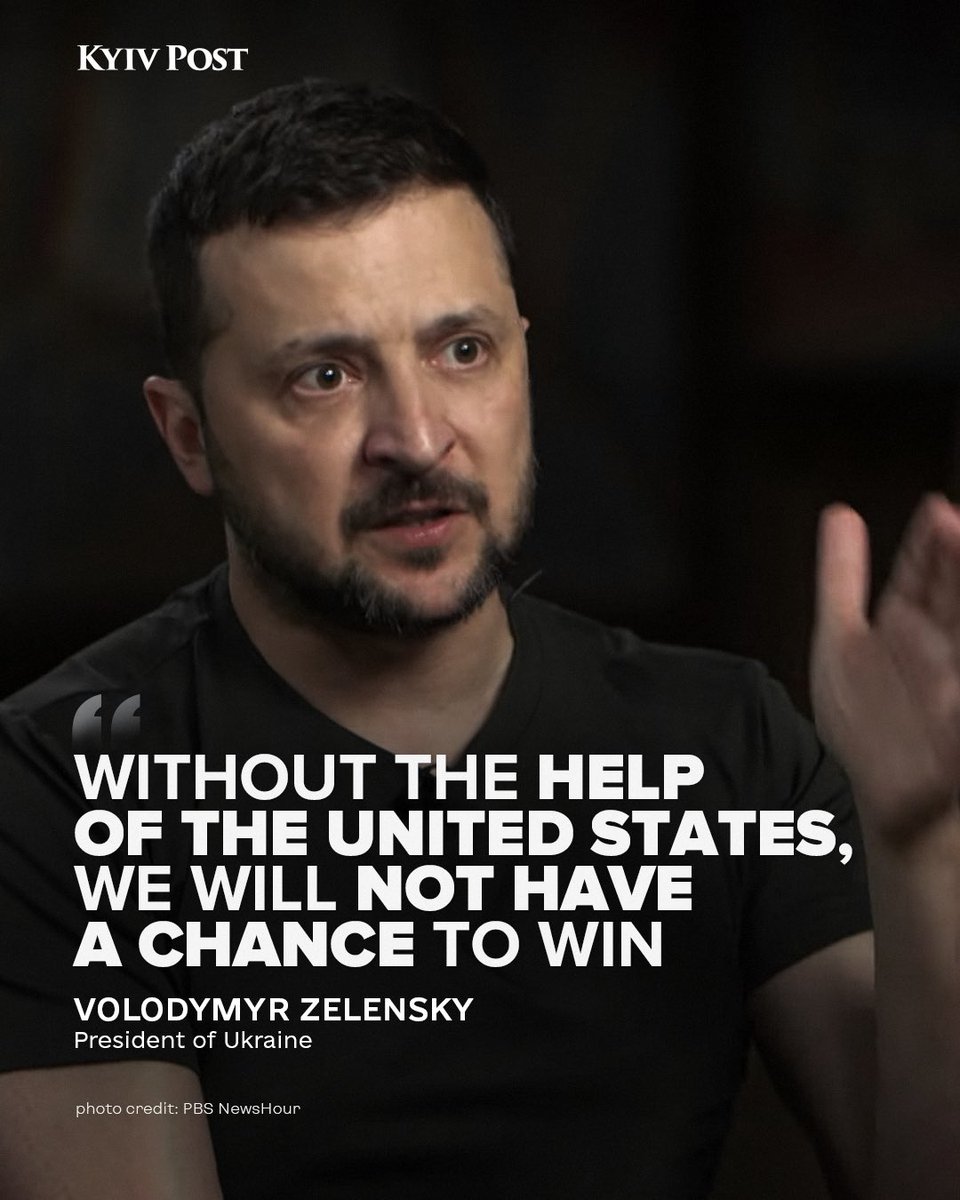 'Without the help of the United States, we will not have a chance to win,' said Volodymyr #Zelensky in an interview with PBS. Zelensky also added that if #Congress divides aid between Israel and #Ukraine, it would be a 'disgrace to the world' and 'pure politics.'