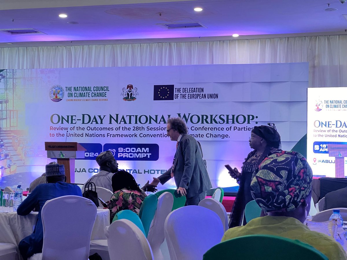 Our Founder/CEO @hackyayandy is participating the Post-COP28 National Workshop happening today at Abuja Continental Hotel! Organized by @NCCCNigeria and @EUinNigeria & @FMEnvng, the workshop is crucial for aligning national priorities with global climate goals. 

1/2