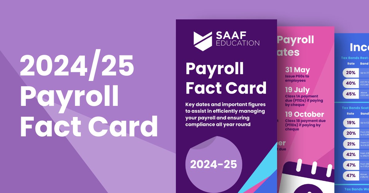 Our #payroll fact card for the 2024/25 financial year is here! 💵

Our fact card covers key payroll dates and updates on #IncomeTax, #NationalMinimumWage, #Pensions, and more! 📃 

Request your free copy here ➡️ bit.ly/4cKXJSV

#SBLTwitter #SBMTwitter #SBM