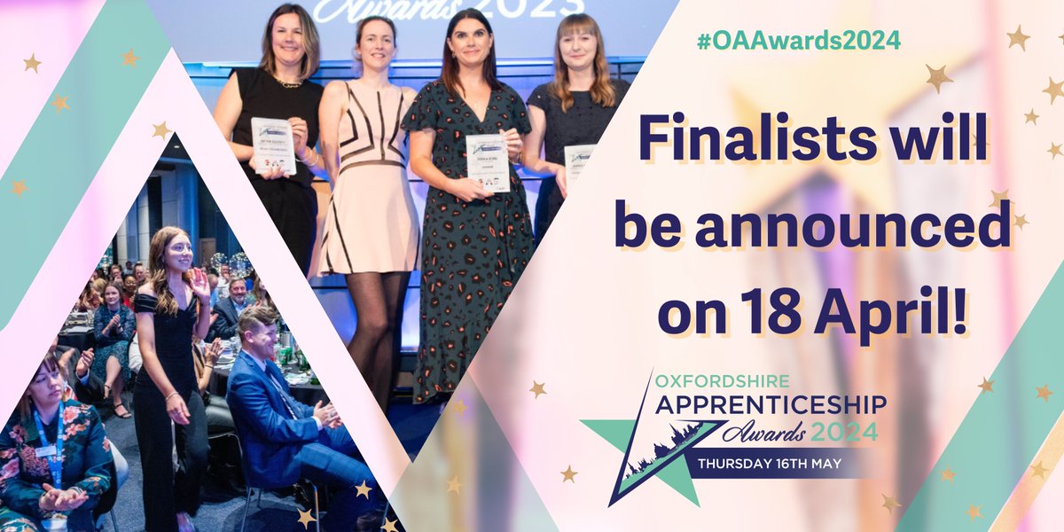 🏆 We will be announcing the Oxfordshire Apprenticeship Awards 2024 finalists on Thursday 18th April at 1pm, during Oxfordshire Apprenticeships Hour #OAHour! Join us over on LinkedIn and @Oxonapprentice X & Facebook to hear about all our amazing finalists!! #OAAwards2024