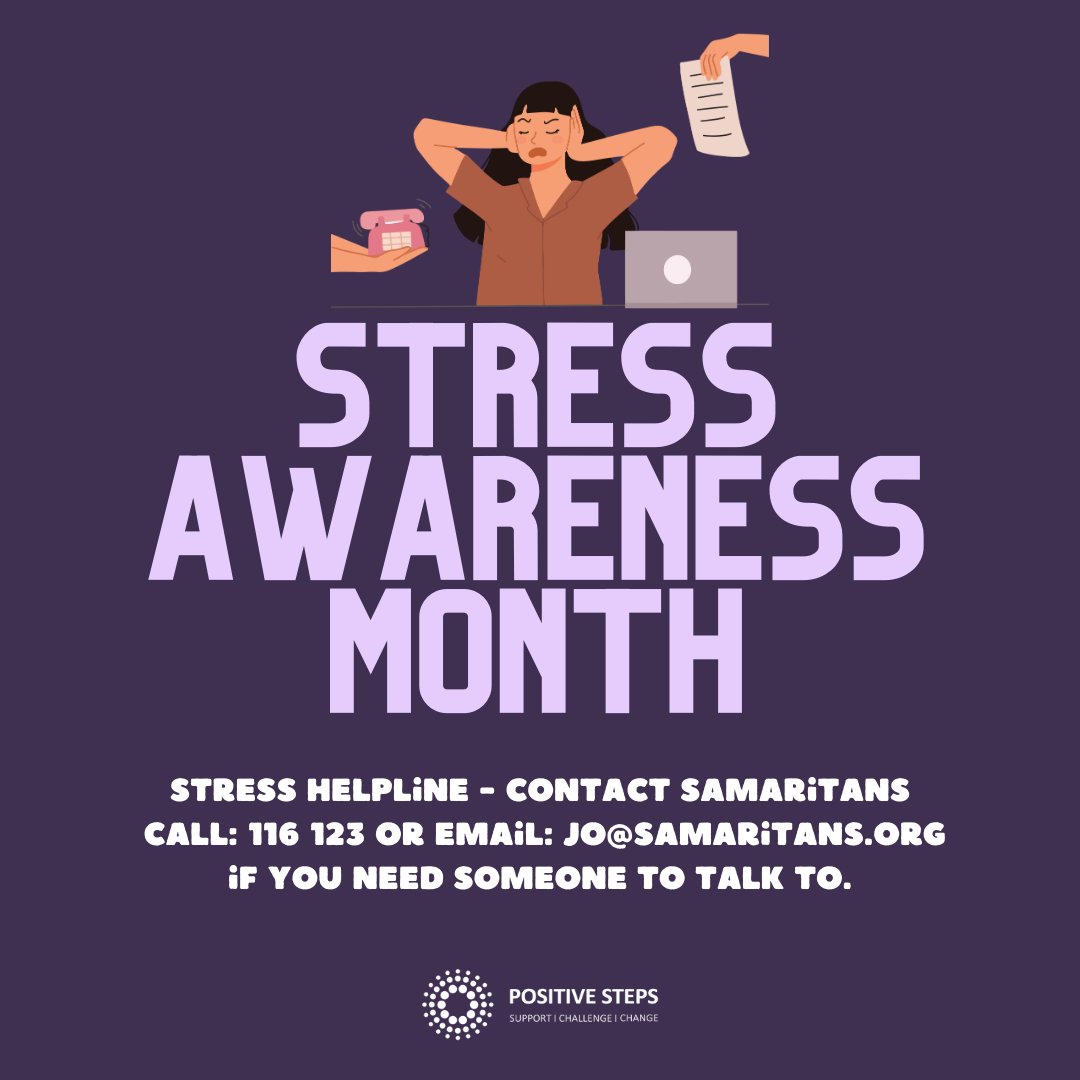 Feeling overwhelmed? Take a deep breath and remember you're not alone. Let's prioritize our mental health this Stress Awareness Month! #YouMatter 💪🧠💜