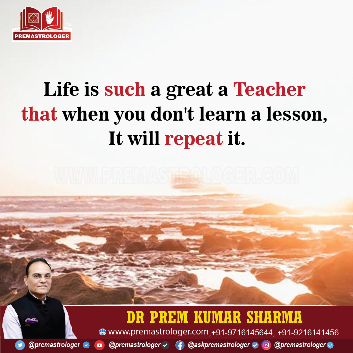 Life is such a great a Teacher that when you don't learn a lesson, It will repeat it.

#GoodmorningTwitter
#सुप्रभात
#Mondaymorninglive
#MondayVibes
#Mondaymotivations
#Mondaymorning
#MondayThoughts