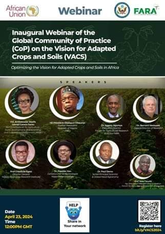 The ED, Prof @cegesi will speak during the Inaugural Webinar for the #Vision for Adapted Crops and Soils (VACS) Global Community of Practice (CoP) Kindly register to be part of the webinar using this link👇 events.gcc.teams.microsoft.com/event/b76c83ea… @CaryFowler_ @FAO @_AfricanUnion @USAID