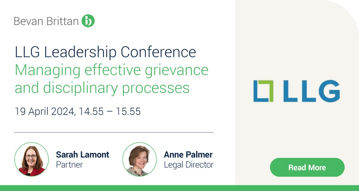 Will you be attending the Lawyers in Local Government Leadership Conference this week? Join Sarah Lamont & Anne Palmer as they give insight into 'Managing effective grievance and disciplinary processes' #localgov llg.org.uk/training/onlin…