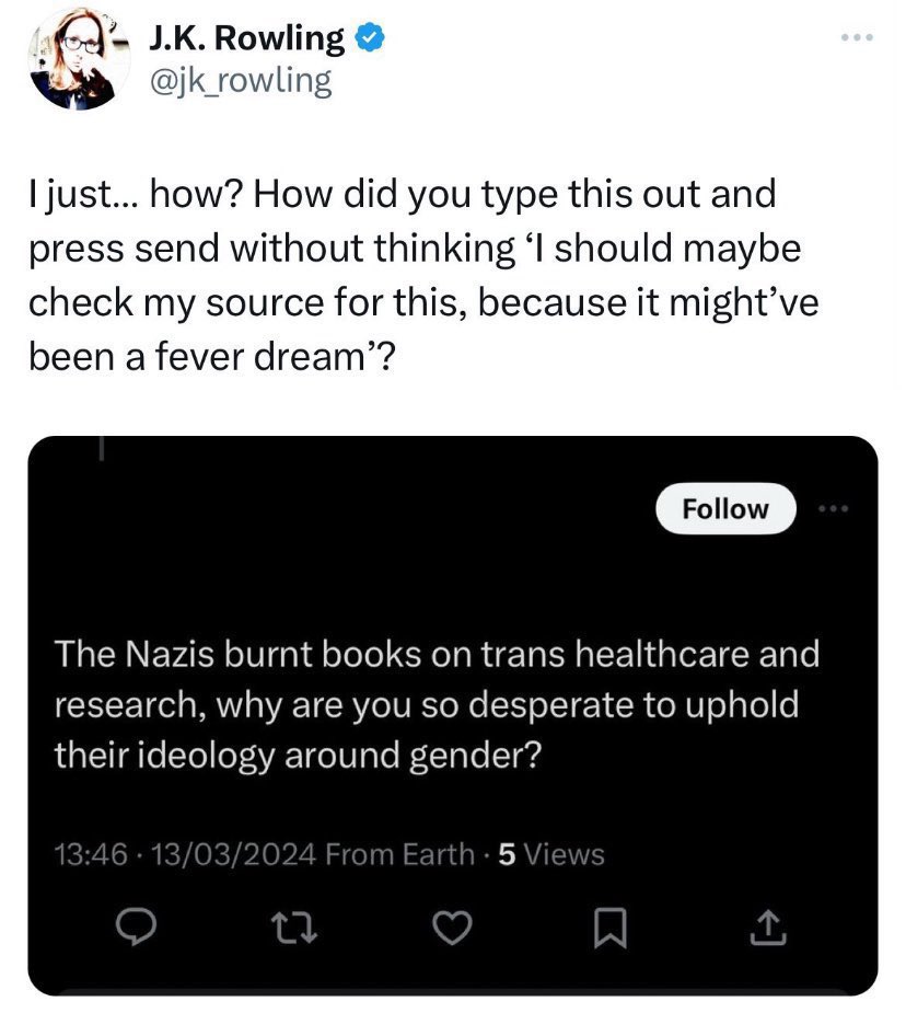 . @jk_rowling is a holocaust denying TERF.