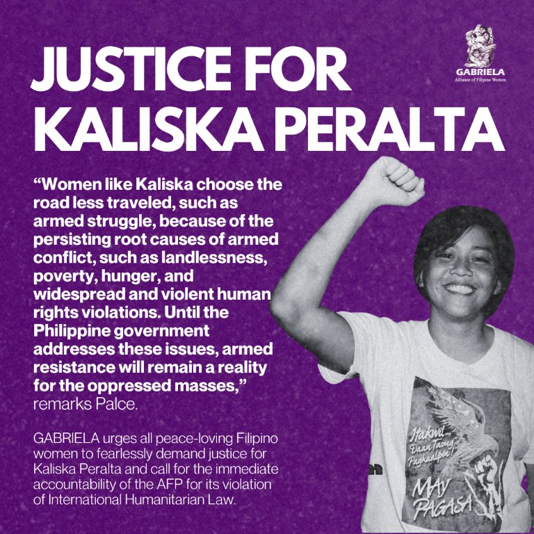 GABRIELA strongly condemns the AFP's violation of International Humanitarian Law in the willful killing of Kaliska Peralta