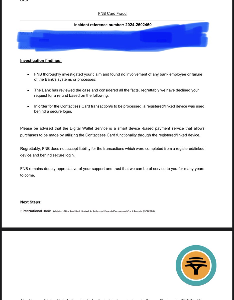 My colleagues bank account was cleaned out just after pay day today @FNBSA is saying that they will not be refunding her. So yeah just know that your money is not safe with them.