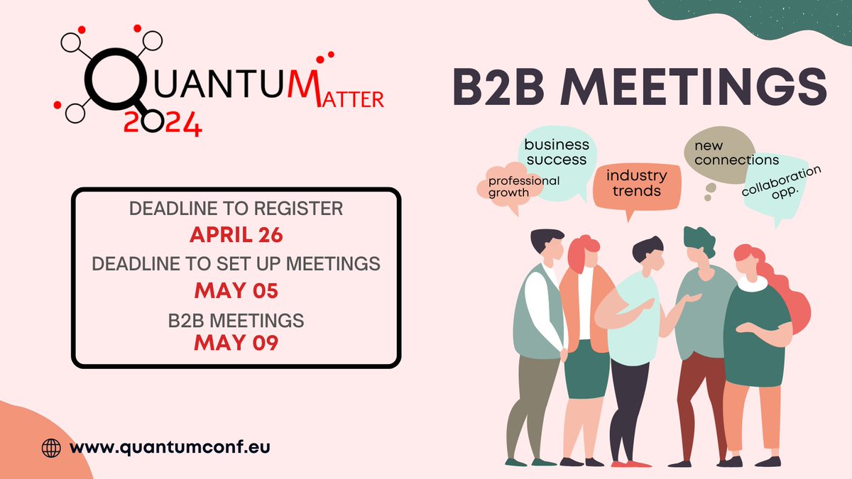 🎯 Join us for the exclusive B2B sessions at QUANTUMatter2024 conference! Connect with industry leaders, explore cutting-edge quantum technologies, and forge valuable partnerships. Participation is FREE for all registered participants. Don't miss this opp, secure your meeting now