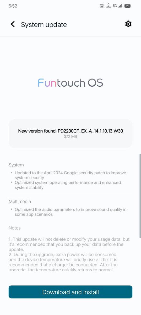 #vivoT2x getting a new update with April security patch

#vivo