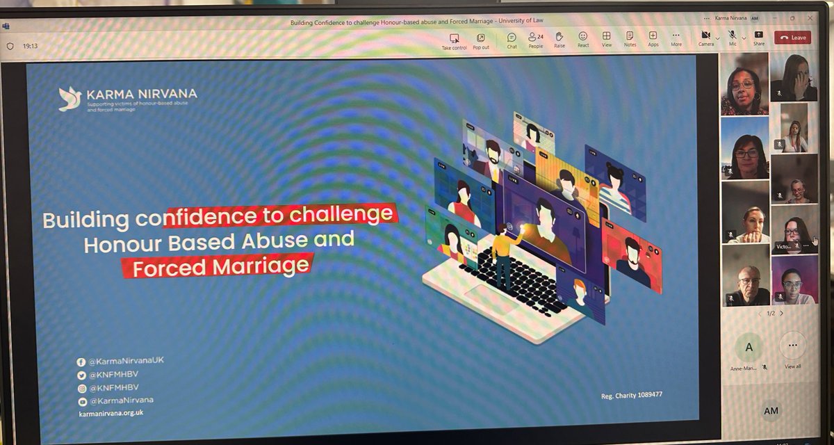 @MrsB_NE delivering our building confidence to challenge #HonourBasedAbuse workshop to the wellbeing team at @UniversityofLaw 

#ForcedMarriage 
For more information 🔗 karmanirvana.org.uk/training/