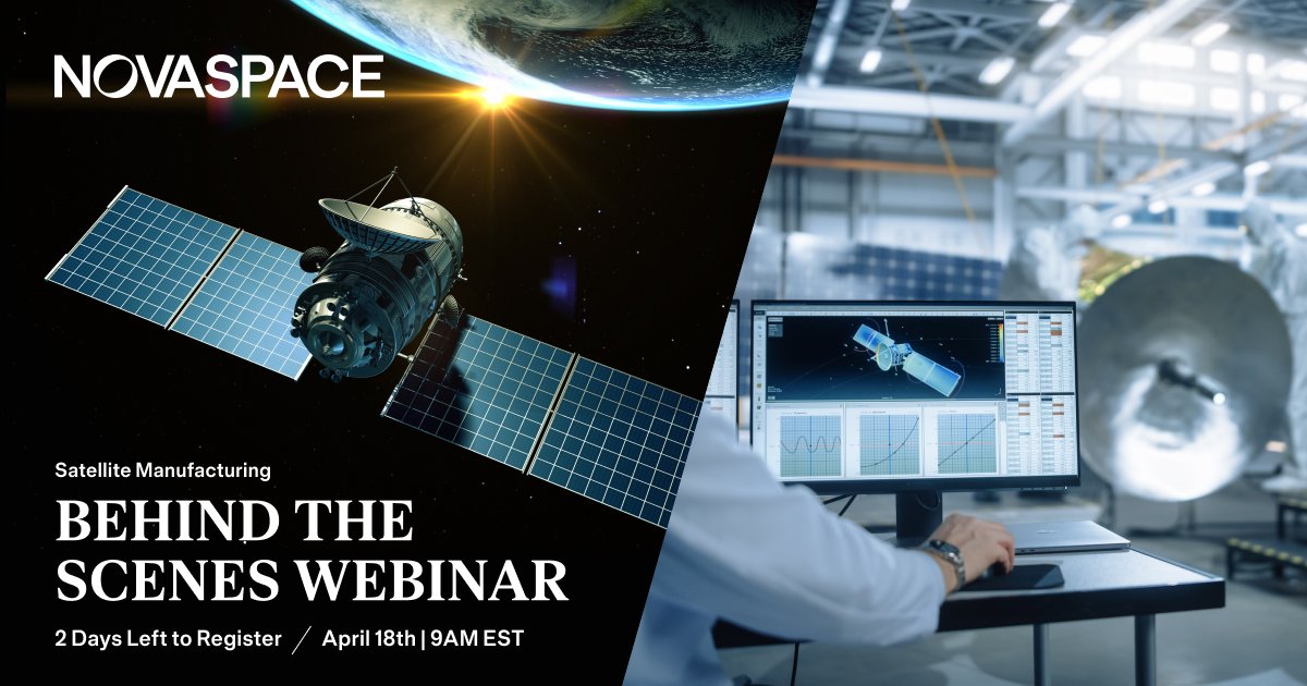 ❗Get your questions ready! Our ‘Behind the Scenes’ webinar hosted by @maximeputeaux is 2 days away - April 18th, 9 AM EST! 🛰️ Engage with industry experts in a dynamic discussion on the satellite manufacturing market! 👉Register to join the conversation: us02web.zoom.us/webinar/regist…