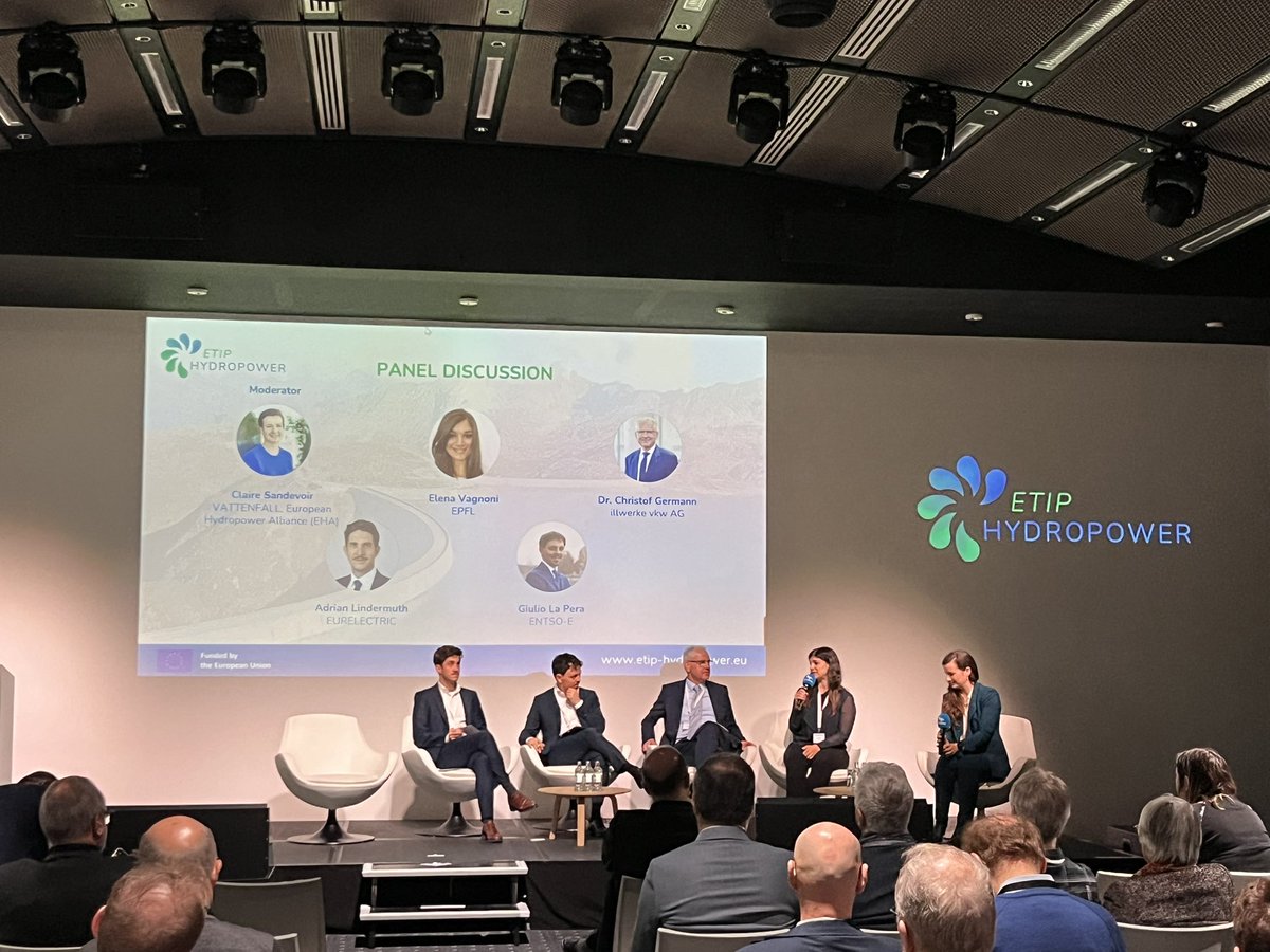 Session 1 concluded with an exciting panel discussion moderated by @ClaireSandevoir from @VattenfallBXL @VagnoniElena from @epfl, @AdrianLindermu1, Giulio La Pera, Dr. Christog Germann Stay tuned for more sessions this afternoon!💦⚡️ #HPD #HPD24 #hydropower