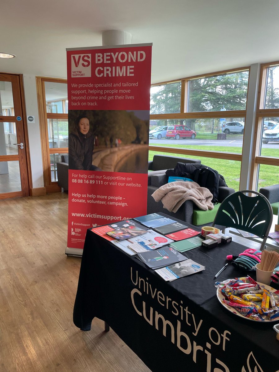 Are you aware of your rights as a victim of crime? Did you know you don't need to report to the Police to access our support services? Come along and meet some of our specialist caseworkes @CumbriaUni today to find out more about VS Cumbria #victimsupport #cumbria