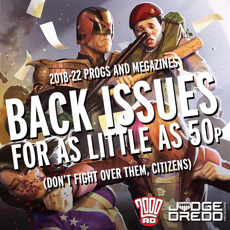 Stock up on Thrill-power with unbeatable new prices on back issues in the 2000 AD shop – Progs just 50p each, Megs for just £1 each! bit.ly/4cqpOyI