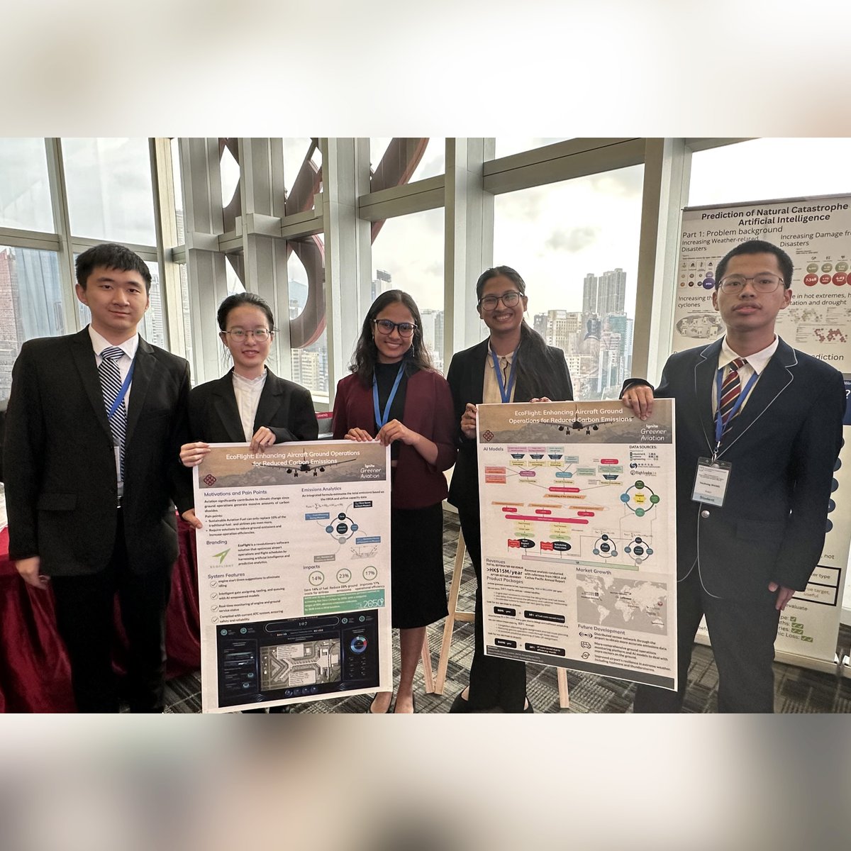 HongKongPolyU's tweet photo. ๐Congratulations to the team of #PolyUStudents who won the championship at the HKAES 2023-24 Pitch Competition on Grand Challenge Engineering Topics for University Students, supported by the Innovation and Technology Commission of the HKSAR!
Our students, who are members of the College of Undergraduate Researchers and Innovators (#CURI) enrolled in the Undergraduate Research and Innovation Scheme (#URIS), showcased their exceptional pitching skills on their innovative AI-enhanced airport ground optimisation solution to reduce carbon emissions from aircraft ground operations, securing themselves tickets to attend the global competition in Washington, USA representing Hong Kong! โ๏ธ๐
๐ป๐ Proposing a system that trains a predictive model on assessing how operational factors affect emissions output and identifying strategic recommendations tailored for each airport and airline, the student-led winning solution aims to help the aviation industry lower its environmental impact through airport resource utilisation substantially. ๐๐
A special thank you to the department advisors Ir Prof. Horace MUI, Dr Allen Wang, Dr K.H. Ng, Dr Y.Y. Ding for their guidance and support throughout the challenge.
Read more about the competition: https://t.co/4IyV22KnlW
#HongKongPolytechnicUniversities #HKAES #PitchingCompetition #Entrepreneurship #Achievements