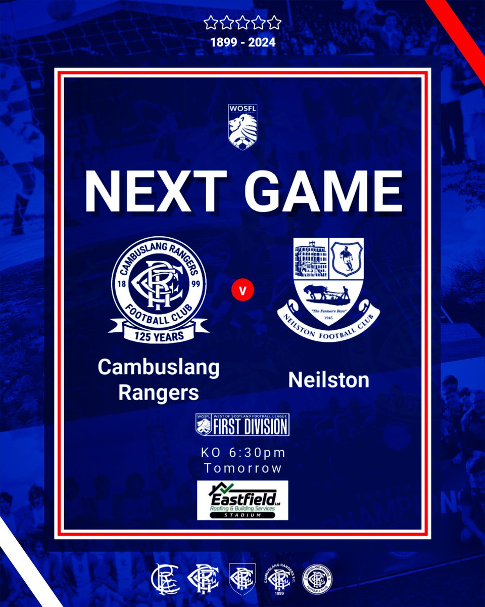 💙 Tomorrow evening we welcome @NeilstonFC to Eastfield Roofing & Building Ltd Stadium for our @OfficialWoSFL league match. We currently have Match Sponsorship and Match Ball Sponsorship opportunities available for this fixture 🥮 The bar will be open with food and drinks.