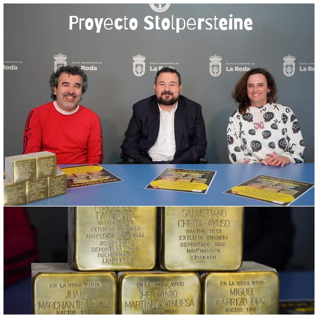 AMHRyC's tweet photo. Stolpersteine en La Roda en recuerdo de las víctimas del horror nazi https://t.co/u9MNzcrXjp https://t.co/dR0sCvSMtb