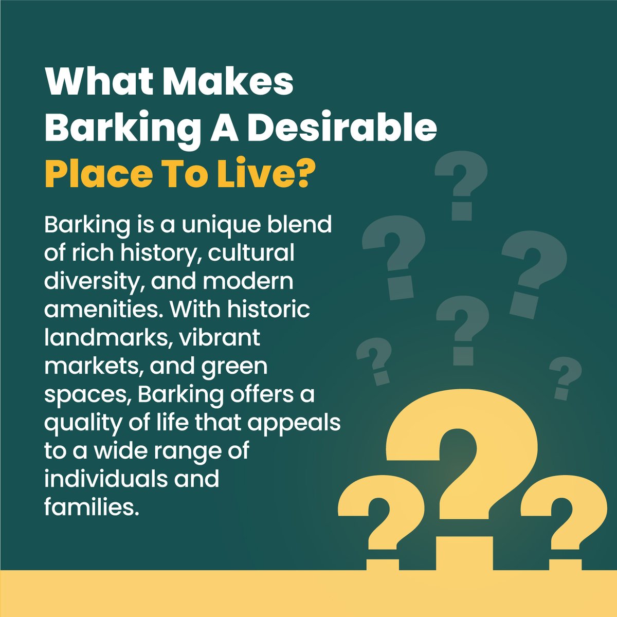 Discover the allure of Barking, where history meets modernity in perfect harmony! 🏡✨ From its rich cultural tapestry to vibrant markets and serene green spaces, Barking offers a truly unique lifestyle. 

#BarkingLiving #CommunityCulture #ModernConvenience #EstateAgentsBarking