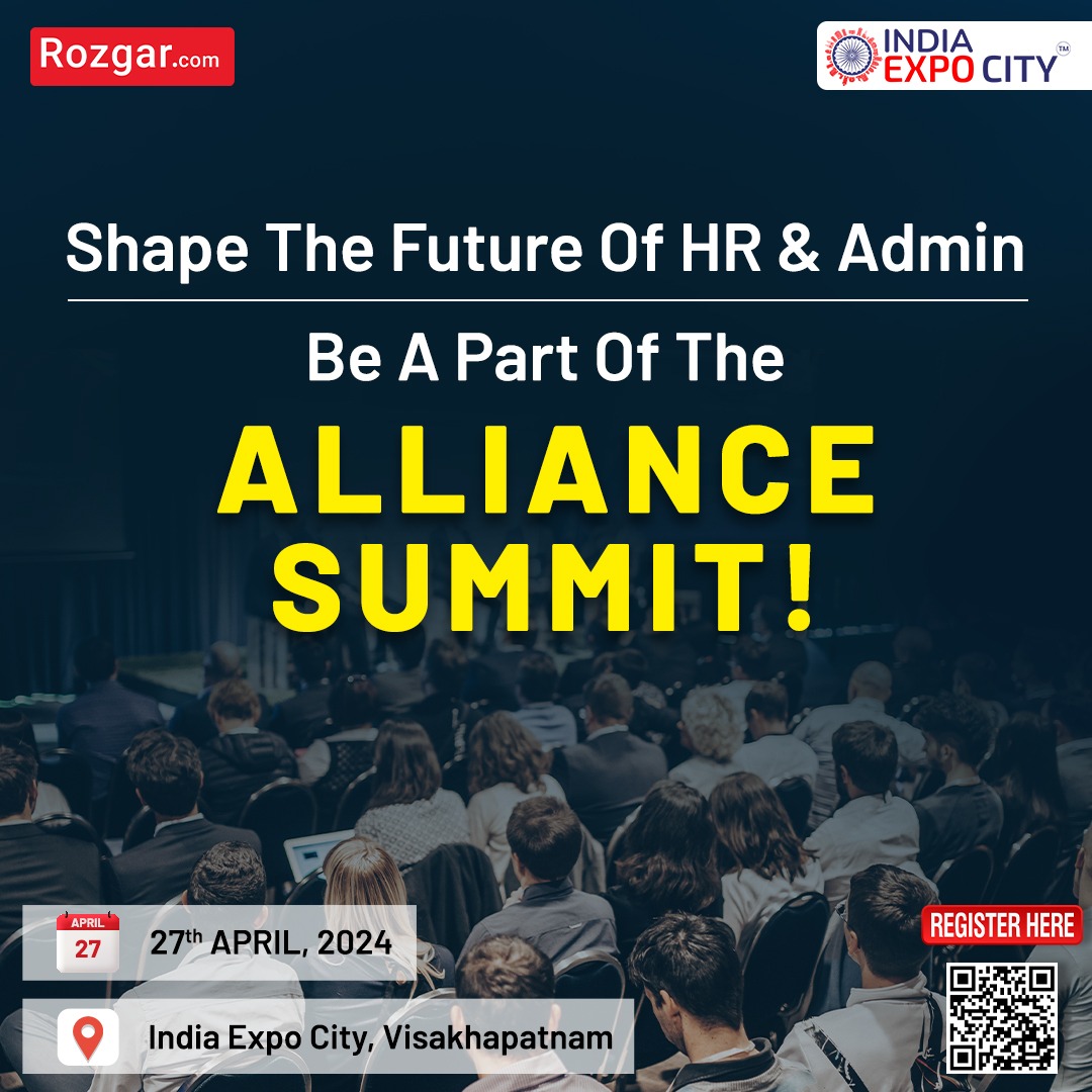 Join us to shape the future of #HR & #Admin at the #AllianceSummit!🚀

Don't miss out – Register Now! - rozgar.com/alliance-summit

#rozgar #summit #conference #business #vizag #opportunities #amtz #corporateevents #community #networking #iec #businessevents #meetings #indiaexpocity