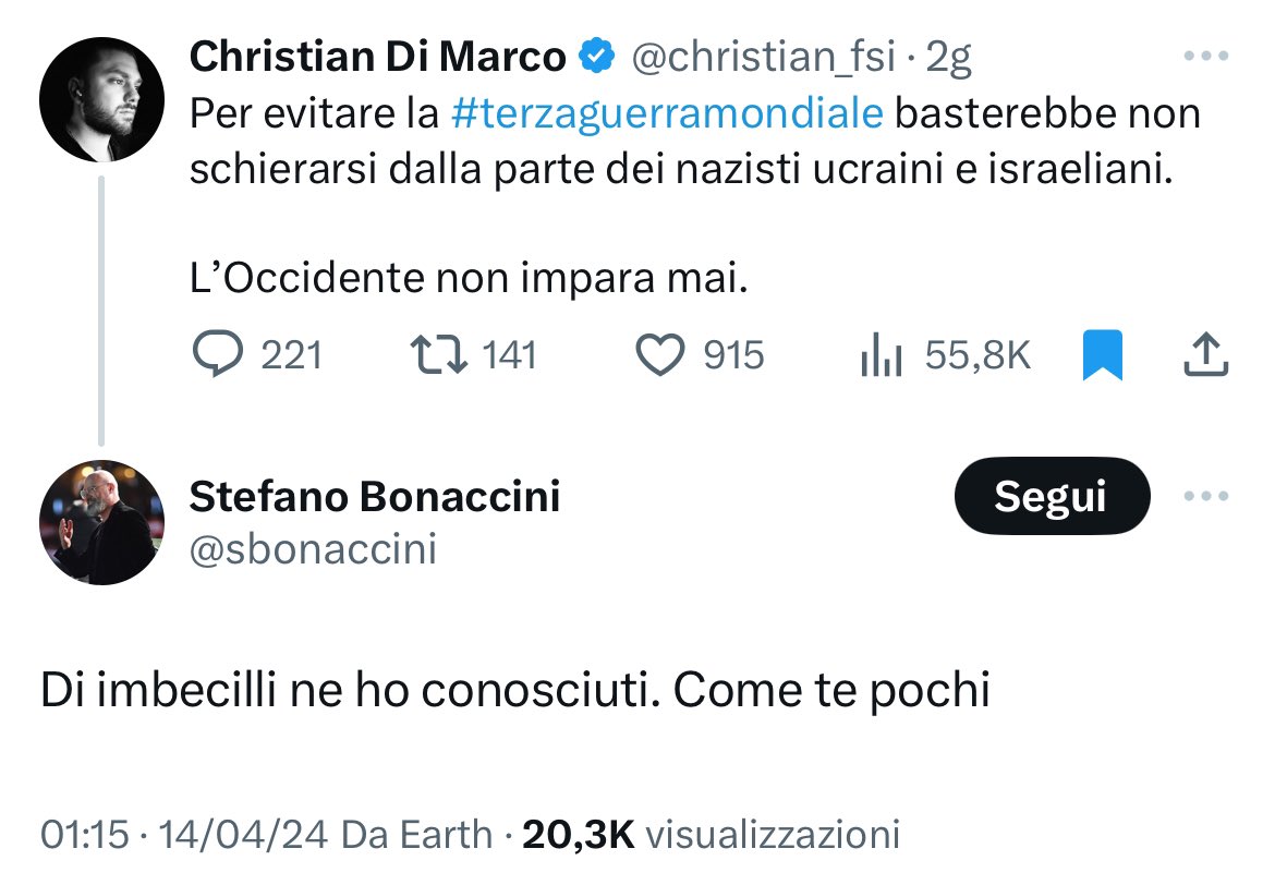 ORMAI VALE TUTTO Rappresentanti delle Istituzioni della Repubblica 🇮🇹 che ti insultano se provi a sostenere l’idea che l’#Italia non debba schierarsi dalla parte dei nazisti, ucraini e israeliani, ed evitare l’ingresso in una #terzaguerramondiale. Dal 2024 è tutto.