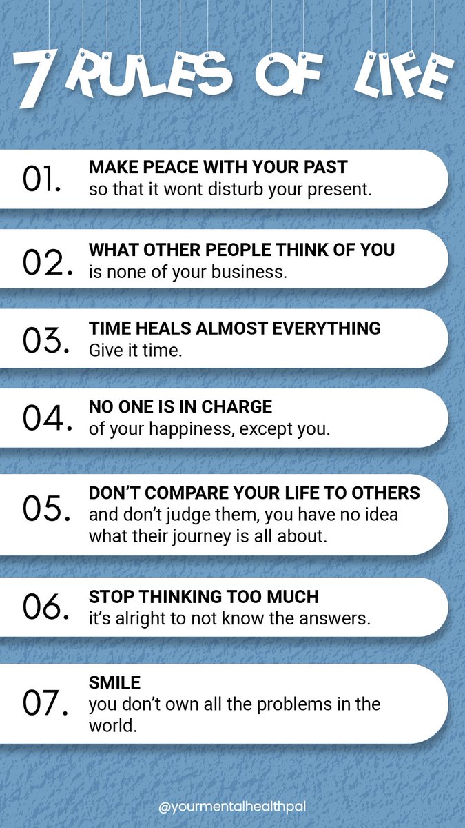 Navigate life's maze with these timeless rules.
#yourmentalhealthpal #LifeJourney #MentalHealthAwareness #MentalHealthMatters #rules #rulesoflife #focusonyourself #mentalhealth #happy #Happiness #BeHappy