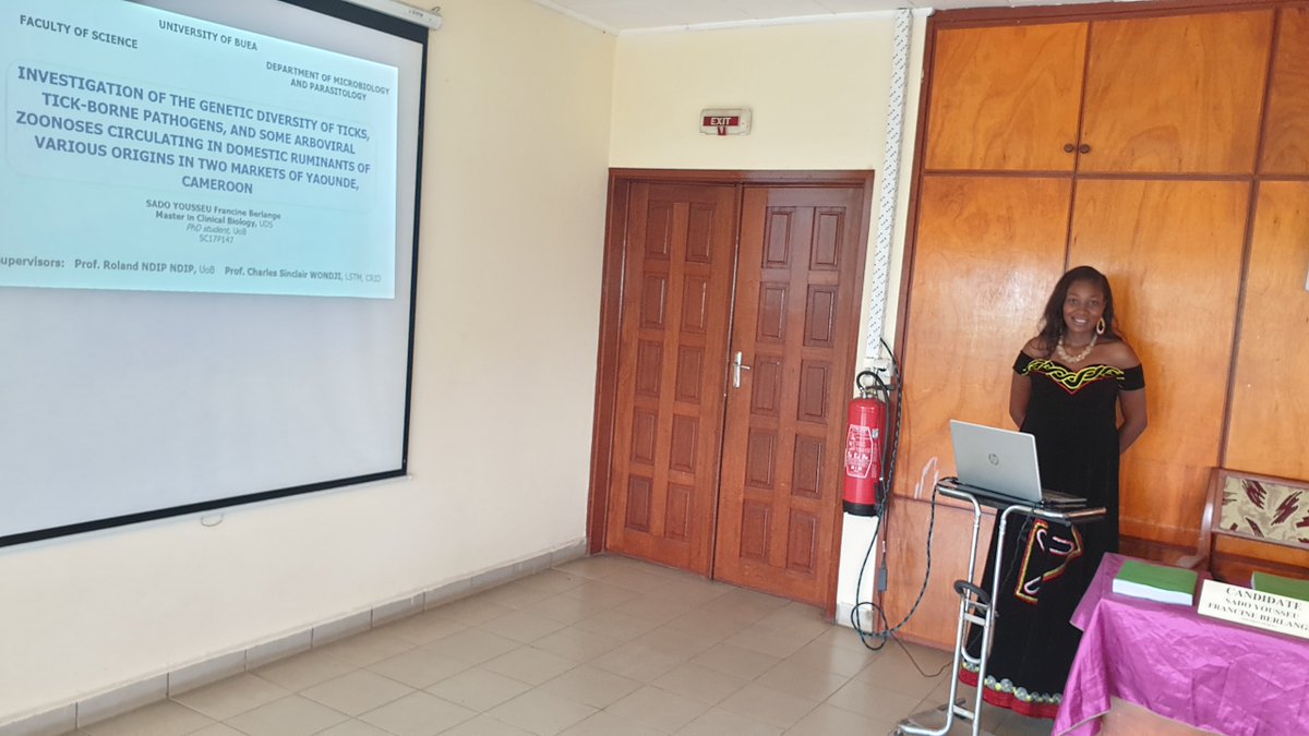 cam_crid's tweet photo. ๐ Exciting News! ๐. ๐ฉโ๐ฌ๐
On April 4, 2024, @SadoYousseu defended her thesis on the genetic diversity of ticks, tick-borne pathogens, and arboviral zoonoses in domestic ruminants from Yaoundรฉ, Cameroon, at the University of Buea.๐ฌ
#PhDCompletion #MicrobiologyResearch #Congrats https://t.co/EfmG17ncj7
